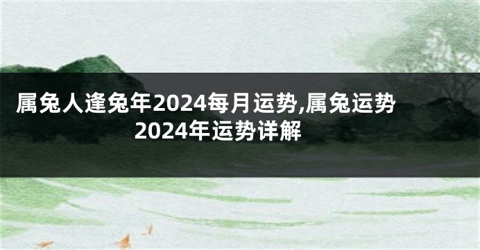 属兔人逢兔年2024每月运势,属兔运势2024年运势详解