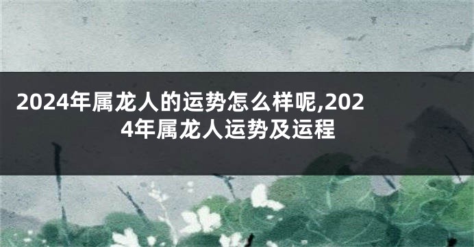 2024年属龙人的运势怎么样呢,2024年属龙人运势及运程
