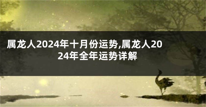属龙人2024年十月份运势,属龙人2024年全年运势详解