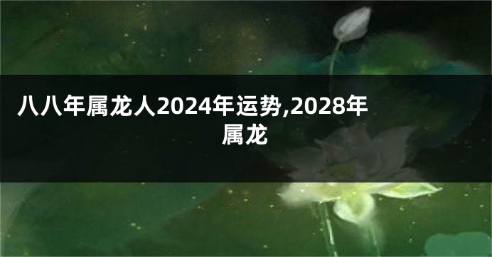 八八年属龙人2024年运势,2028年属龙