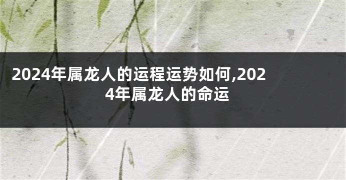 2024年属龙人的运程运势如何,2024年属龙人的命运