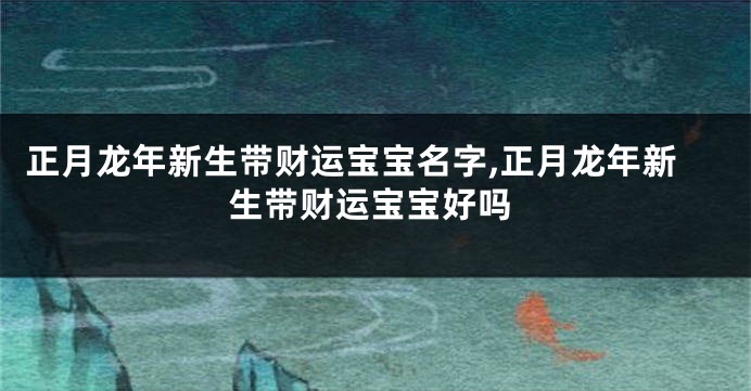 正月龙年新生带财运宝宝名字,正月龙年新生带财运宝宝好吗