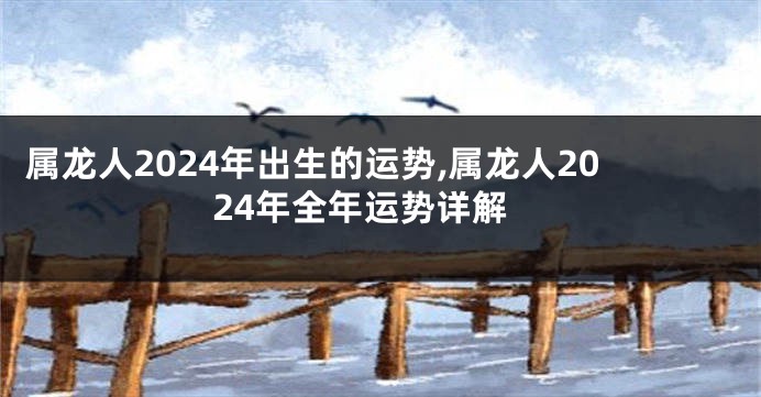 属龙人2024年出生的运势,属龙人2024年全年运势详解