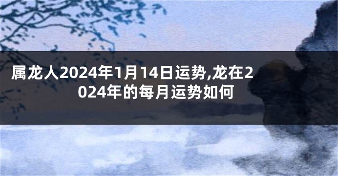 属龙人2024年1月14日运势,龙在2024年的每月运势如何