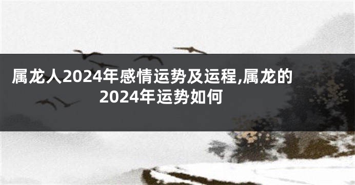 属龙人2024年感情运势及运程,属龙的2024年运势如何