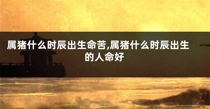 属猪什么时辰出生命苦,属猪什么时辰出生的人命好