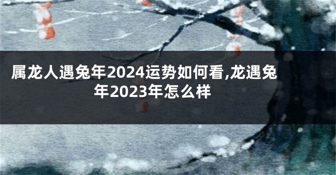 属龙人遇兔年2024运势如何看,龙遇兔年2023年怎么样