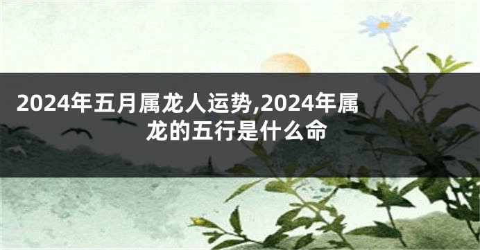 2024年五月属龙人运势,2024年属龙的五行是什么命