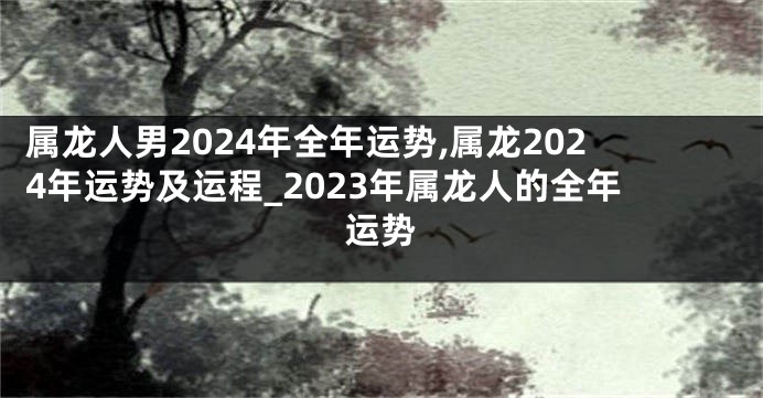 属龙人男2024年全年运势,属龙2024年运势及运程_2023年属龙人的全年运势