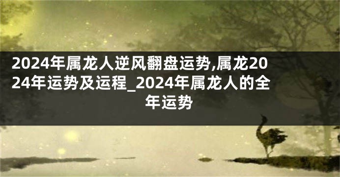 2024年属龙人逆风翻盘运势,属龙2024年运势及运程_2024年属龙人的全年运势