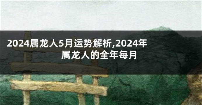 2024属龙人5月运势解析,2024年属龙人的全年每月