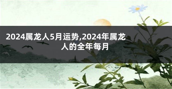 2024属龙人5月运势,2024年属龙人的全年每月