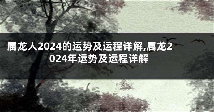 属龙人2024的运势及运程详解,属龙2024年运势及运程详解