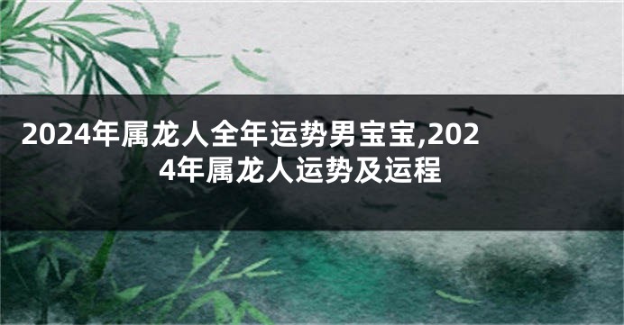 2024年属龙人全年运势男宝宝,2024年属龙人运势及运程