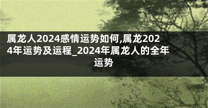属龙人2024感情运势如何,属龙2024年运势及运程_2024年属龙人的全年运势