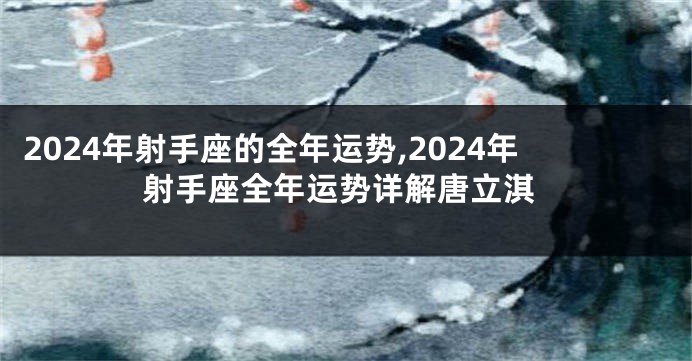 2024年射手座的全年运势,2024年射手座全年运势详解唐立淇