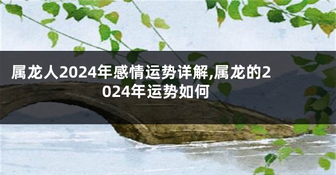 属龙人2024年感情运势详解,属龙的2024年运势如何