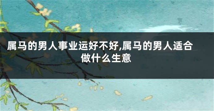属马的男人事业运好不好,属马的男人适合做什么生意