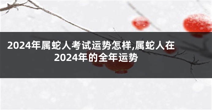 2024年属蛇人考试运势怎样,属蛇人在2024年的全年运势