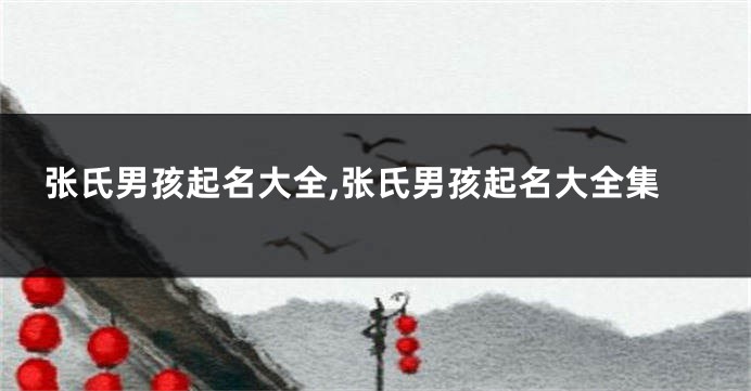 张氏男孩起名大全,张氏男孩起名大全集