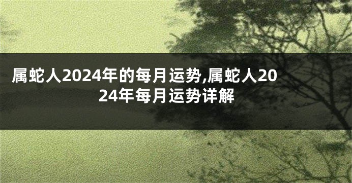 属蛇人2024年的每月运势,属蛇人2024年每月运势详解