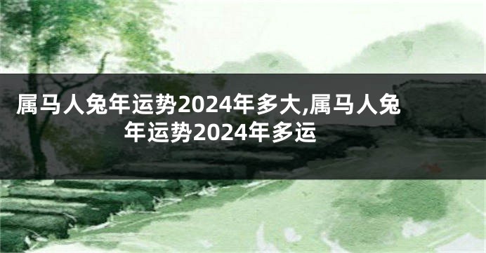 属马人兔年运势2024年多大,属马人兔年运势2024年多运