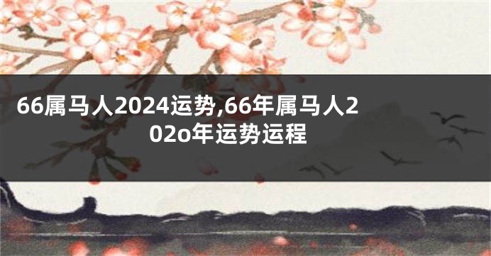66属马人2024运势,66年属马人202o年运势运程