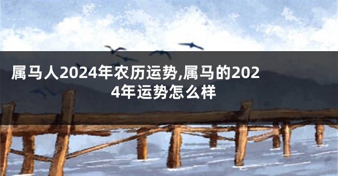 属马人2024年农历运势,属马的2024年运势怎么样
