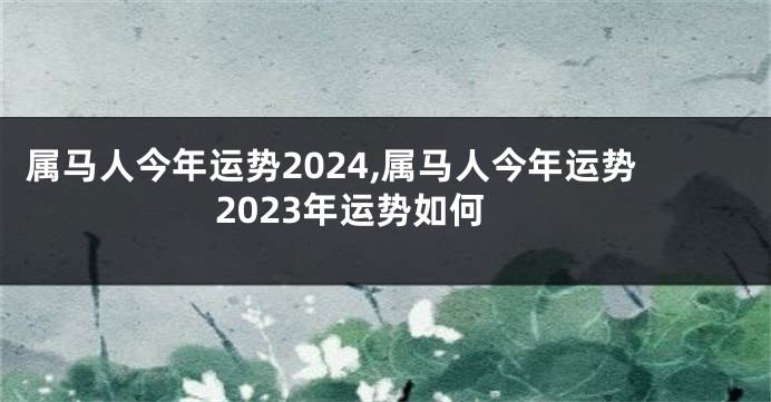 属马人今年运势2024,属马人今年运势2023年运势如何