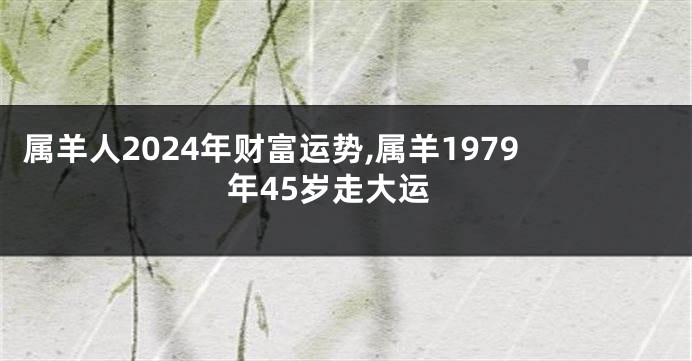 属羊人2024年财富运势,属羊1979年45岁走大运