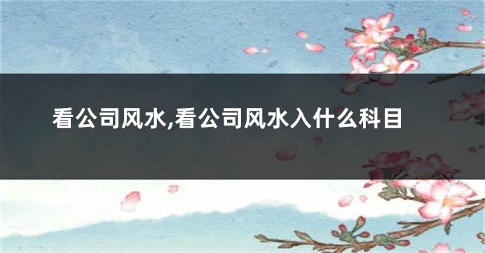 看公司风水,看公司风水入什么科目