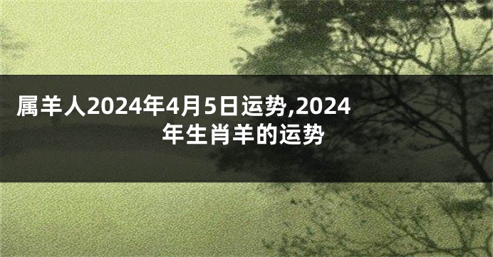 属羊人2024年4月5日运势,2024年生肖羊的运势