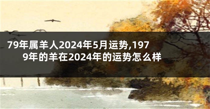 79年属羊人2024年5月运势,1979年的羊在2024年的运势怎么样
