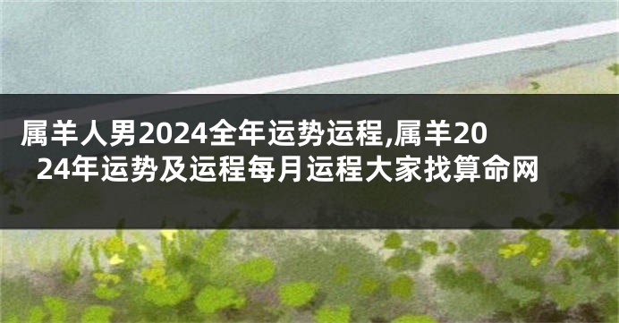 属羊人男2024全年运势运程,属羊2024年运势及运程每月运程大家找算命网