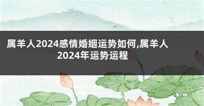 属羊人2024感情婚姻运势如何,属羊人2024年运势运程