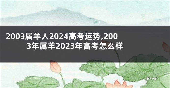 2003属羊人2024高考运势,2003年属羊2023年高考怎么样