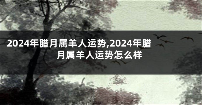 2024年腊月属羊人运势,2024年腊月属羊人运势怎么样