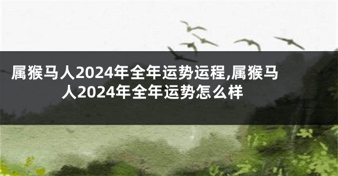 属猴马人2024年全年运势运程,属猴马人2024年全年运势怎么样