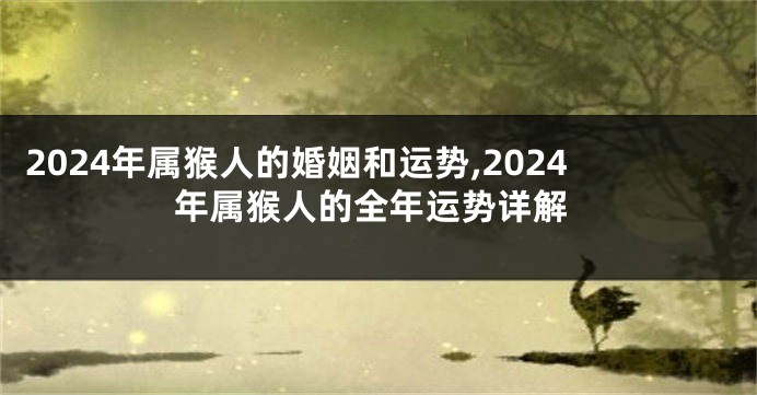 2024年属猴人的婚姻和运势,2024年属猴人的全年运势详解