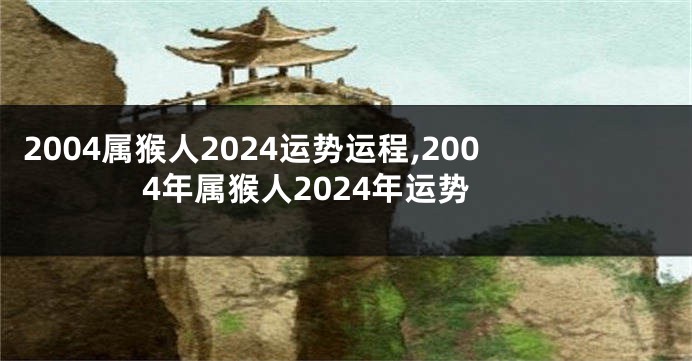 2004属猴人2024运势运程,2004年属猴人2024年运势