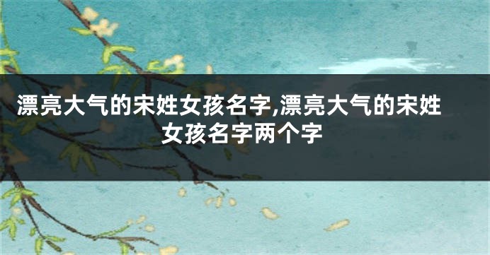 漂亮大气的宋姓女孩名字,漂亮大气的宋姓女孩名字两个字