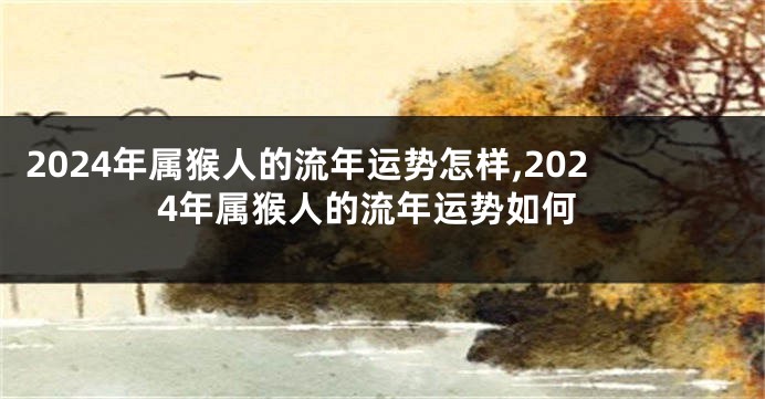 2024年属猴人的流年运势怎样,2024年属猴人的流年运势如何