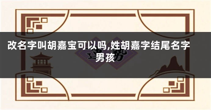 改名字叫胡嘉宝可以吗,姓胡嘉字结尾名字男孩