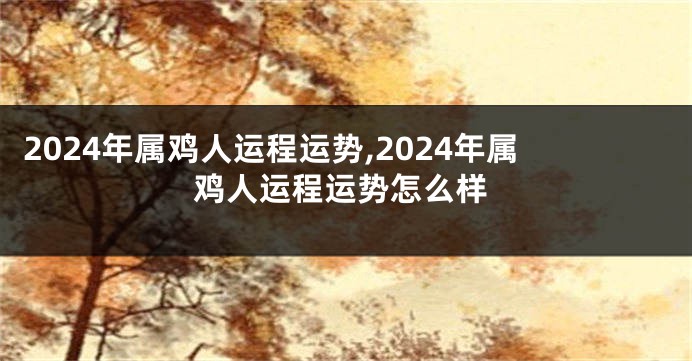 2024年属鸡人运程运势,2024年属鸡人运程运势怎么样