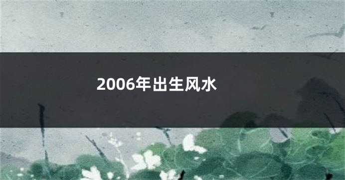 2006年出生风水
