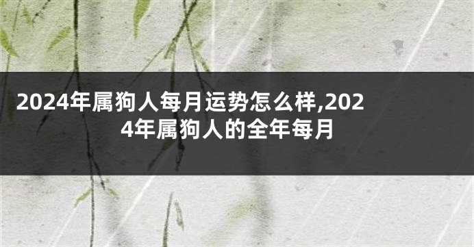 2024年属狗人每月运势怎么样,2024年属狗人的全年每月
