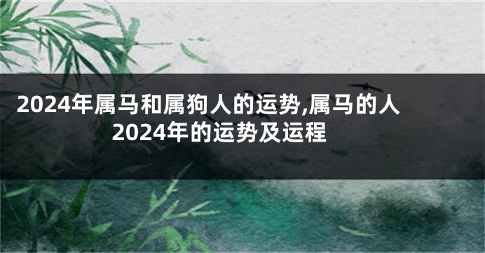 2024年属马和属狗人的运势,属马的人2024年的运势及运程
