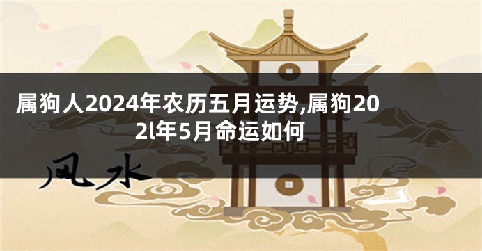 属狗人2024年农历五月运势,属狗202l年5月命运如何