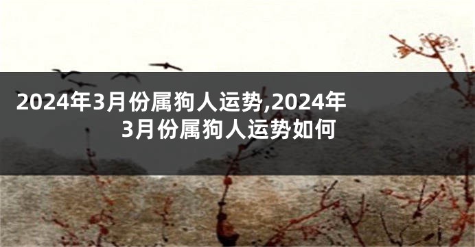 2024年3月份属狗人运势,2024年3月份属狗人运势如何