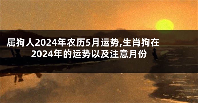 属狗人2024年农历5月运势,生肖狗在2024年的运势以及注意月份